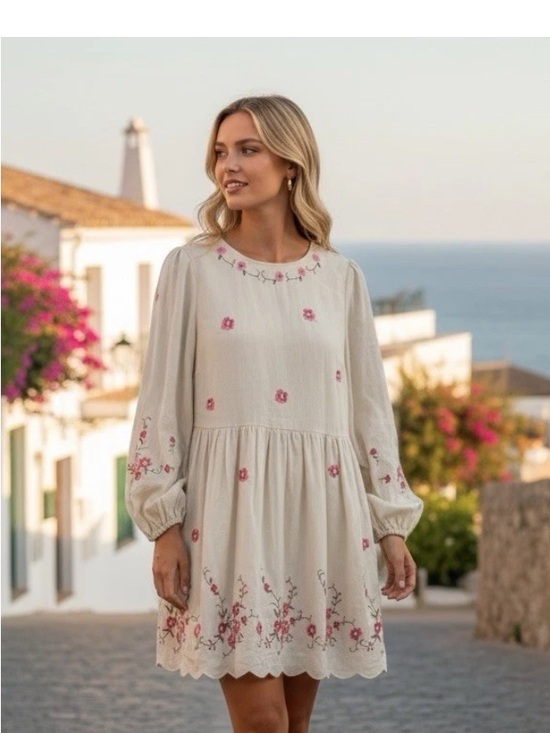 Caroline Constas Dresses & Skirts - Caroline Constas Floral Embroidered Linen Midi Dress NWT Large
